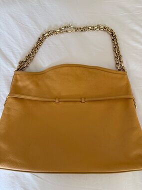 Givenchy Mustard Leather Shoulder Bag with Gold Chain